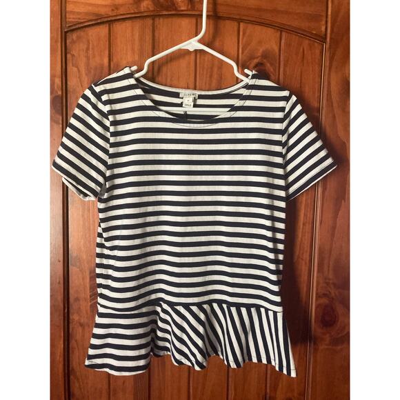 J. Crew navy and white stripe ladies medium top - Picture 1 of 5